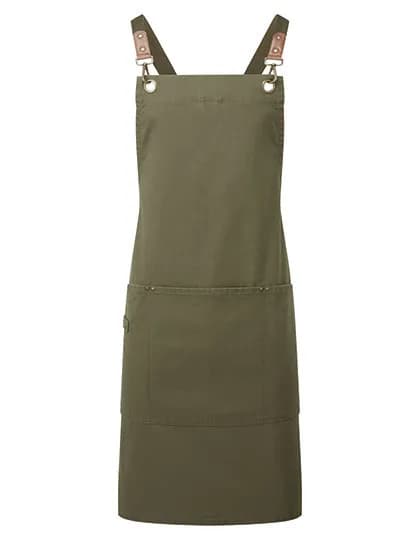 Clip n Clasp Cross-Back Bib Apron - Olive (ca. Pantone 7763C)
