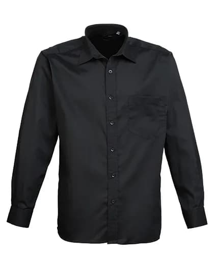Men´s Poplin Long Sleeve Shirt - Black (ca. Pantone Black C)