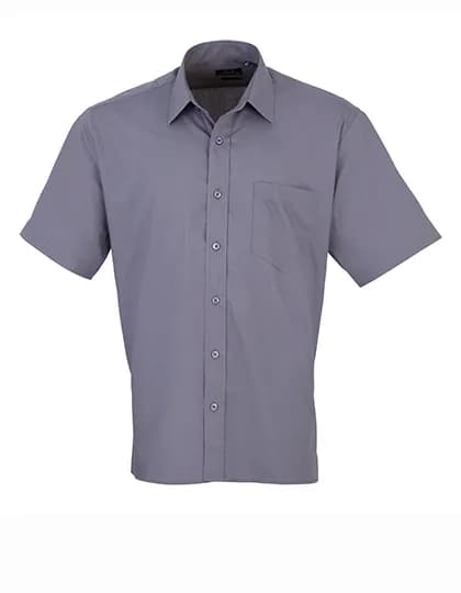 Men´s Poplin Short Sleeve Shirt - Steel (ca. Pantone Cool Grey 11C)