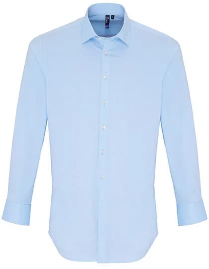 Men´s Stretch Fit Poplin Long Sleeve Cotton Shirt - Pale Blue (ca. Pantone 2717C)