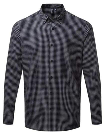 Men´s Maxton Check Long Sleeve Shirt - Steel (ca. Pantone 431C)/Black (ca. Pantone Black C)