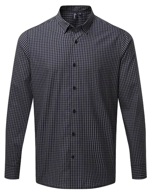 Men´s Maxton Check Long Sleeve Shirt - Steel (ca. Pantone 431C)/Black (ca. Pantone Black C)