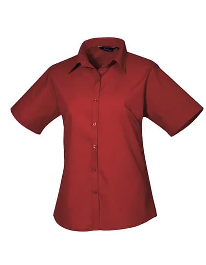 Women´s Poplin Short Sleeve Blouse - Burgundy