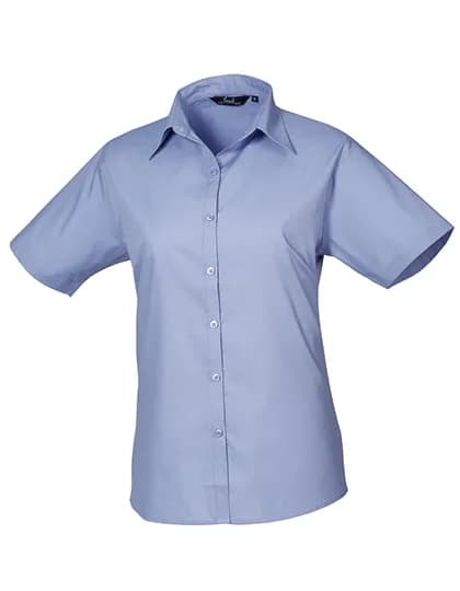 Women´s Poplin Short Sleeve Blouse - Mid Blue (ca. Pantone 2718C)