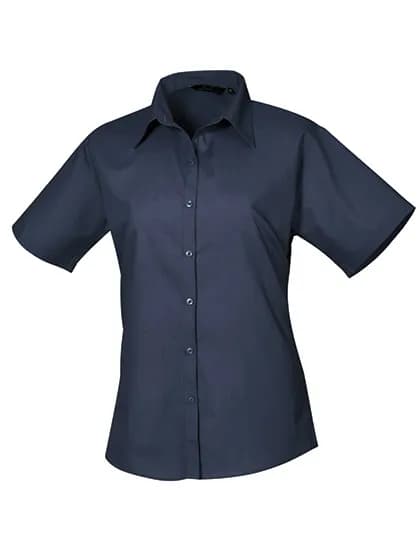 Women´s Poplin Short Sleeve Blouse - Navy (ca. Pantone 2378C)
