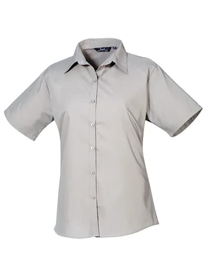 Women´s Poplin Short Sleeve Blouse - Silver (ca. Pantone Cool Gray 7C)
