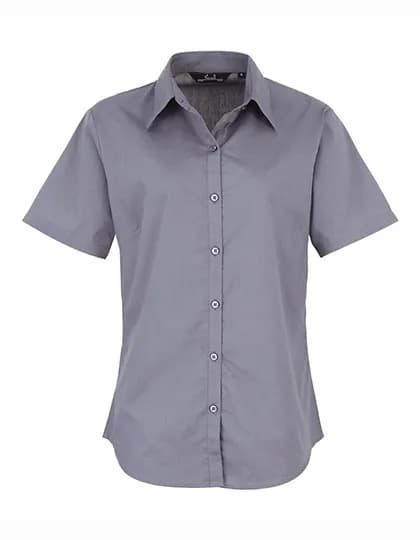 Women´s Poplin Short Sleeve Blouse - Steel (ca. Pantone Cool Grey 11C)