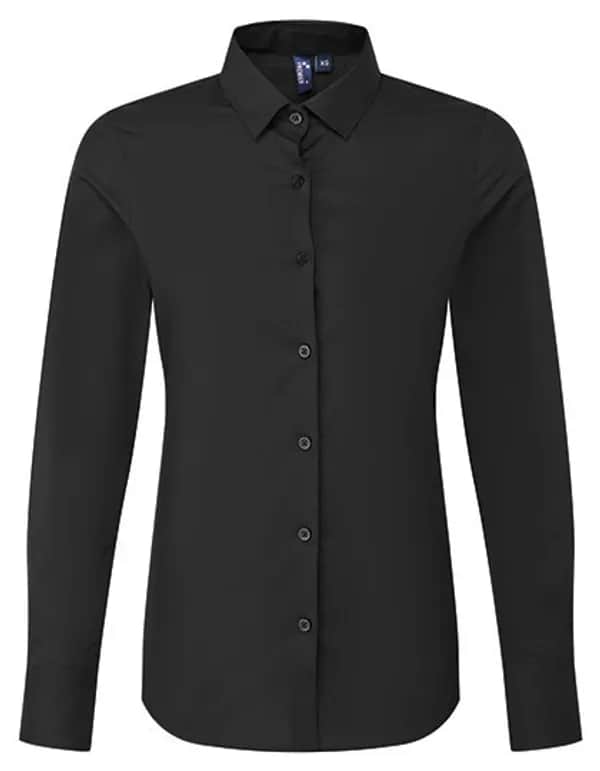 Womens Long Sleeve Recyclight Poplin Shirt - Black