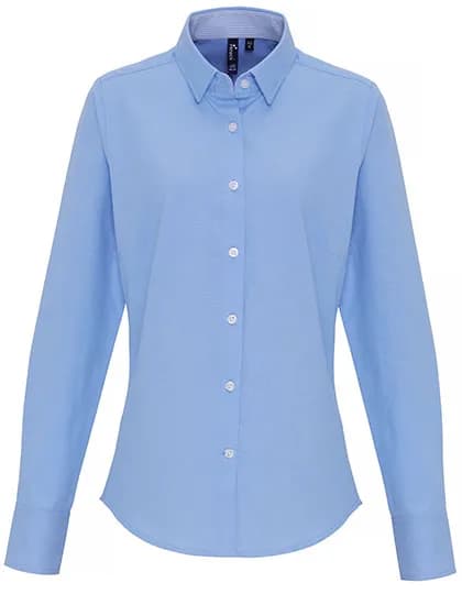 Women´s Cotton Rich Oxford Stripes Shirt - Oxford Blue (ca. Pantone 7453C)