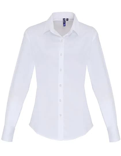 Women´s Stretch Fit Poplin Long Sleeve Cotton Shirt - White