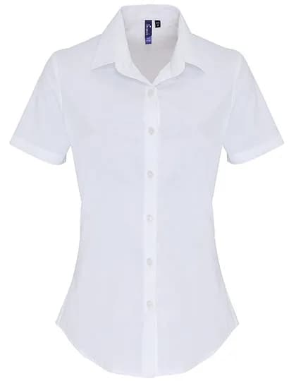 Women´s Stretch Fit Poplin Short Sleeve Cotton Shirt - White