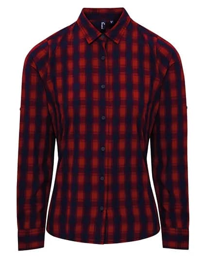 Women´s Mulligan Check Cotton Long Sleeve Shirt - Red/Navy (ca. Pantone 2378C)
