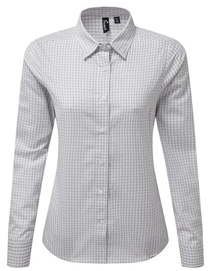 Women´s Maxton Check Long Sleeve Shirt - Silver (ca. Pantone 429C)/White