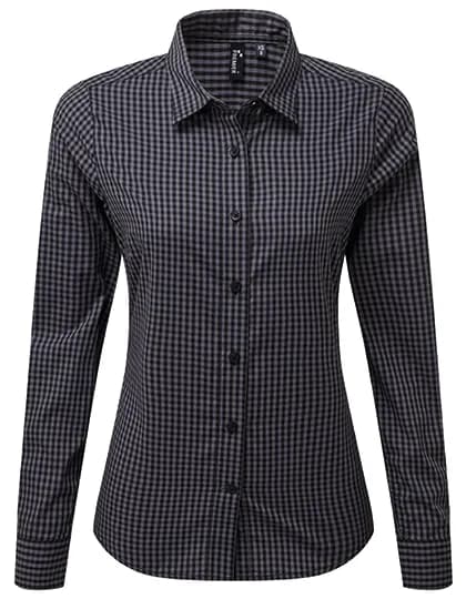 Women´s Maxton Check Long Sleeve Shirt - Steel (ca. Pantone 431C)/Black (ca. Pantone Black C)