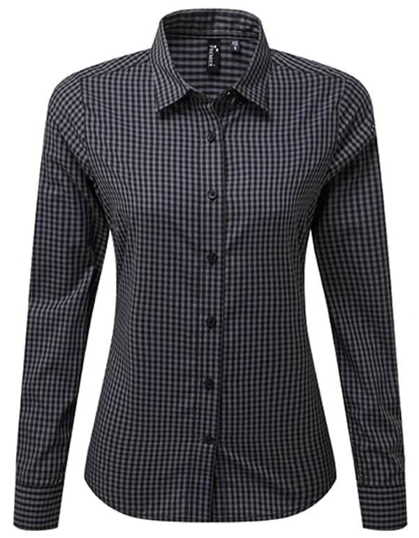 Women´s Maxton Check Long Sleeve Shirt - Steel (ca. Pantone 431C)/Black (ca. Pantone Black C)
