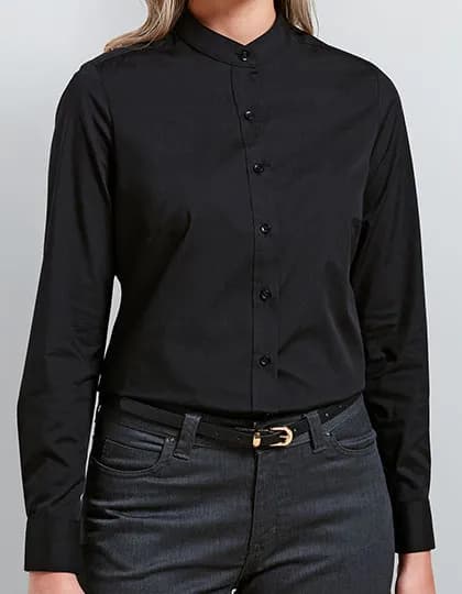 Women´s Banded Collar Grandad Shirt - Black