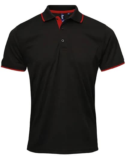 Men´s Contrast Coolchecker® Polo - Black (ca. Pantone Black C)/Red (ca. Pantone 200C)