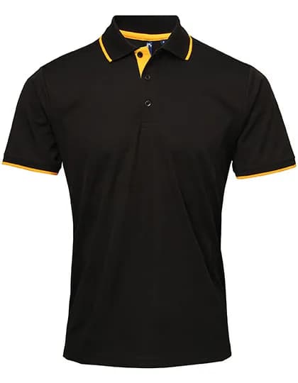 Men´s Contrast Coolchecker® Polo - Black (ca. Pantone Black C)/Sunflower (ca. Pantone 136C)