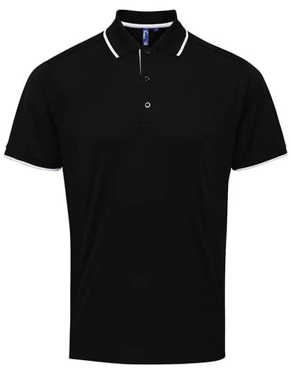 Men´s Contrast Coolchecker® Polo - Black (ca. Pantone Black C)/White