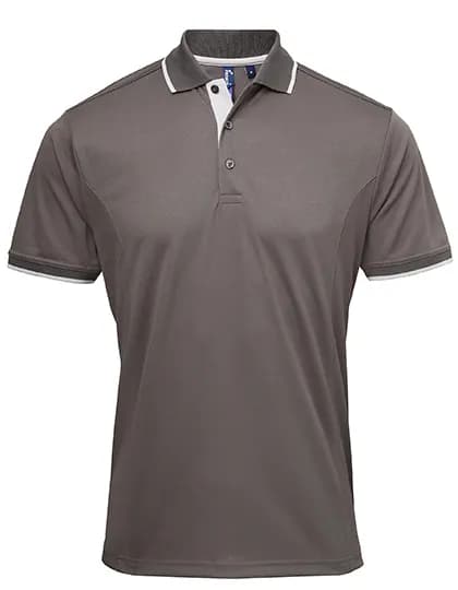 Men´s Contrast Coolchecker® Polo - Dark Grey (ca. Pantone 424C)/Silver (ca. Pantone 428C)