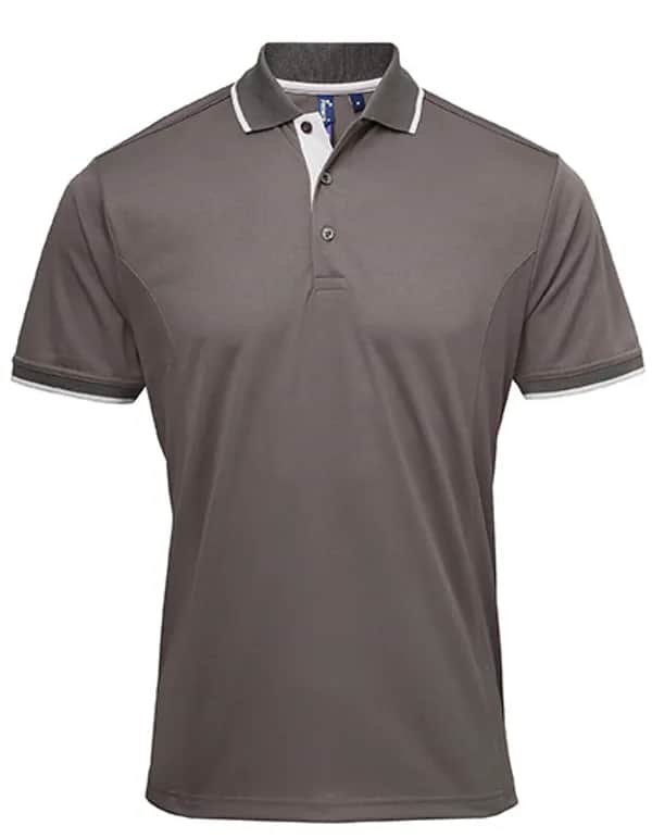 Men´s Contrast Coolchecker® Polo - Dark Grey (ca. Pantone 424C)/Silver (ca. Pantone 428C)