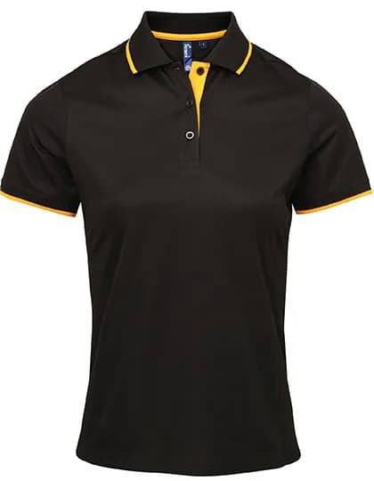 Women´s Contrast Coolchecker® Polo - Black (ca. Pantone Black C)/Sunflower (ca. Pantone 136C)