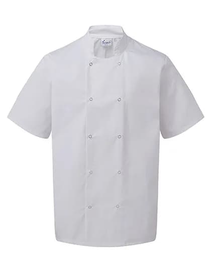 Studded Front Short Sleeve Chef´s Jacket - White