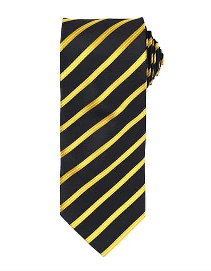 Sports Stripe Tie - Black (ca. Pantone Black C)/Gold