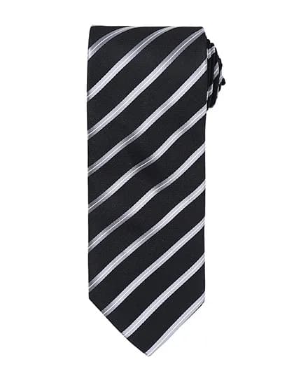 Sports Stripe Tie - Black (ca. Pantone Black C)/Silver (ca. Pantone Cool Gray 7C)