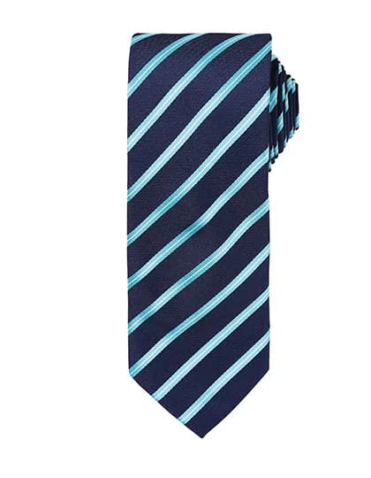 Sports Stripe Tie - Navy (ca. Pantone 2378C)/Turquoise (ca. Pantone 7703C)