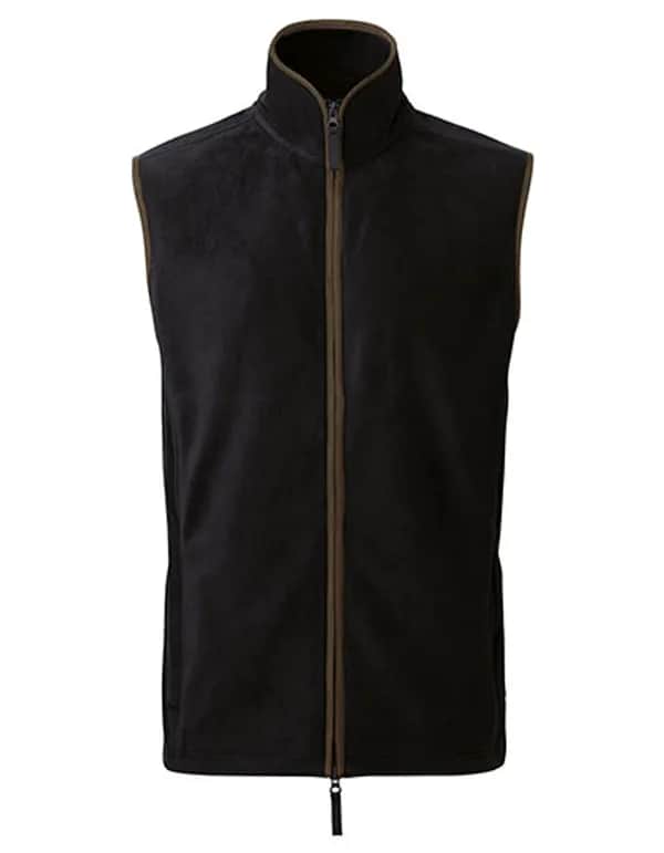 Men´s ´Artisan´ Fleece Gilet - Black (ca. Pantone Black C)/Brown (ca. Pantone 4975C)