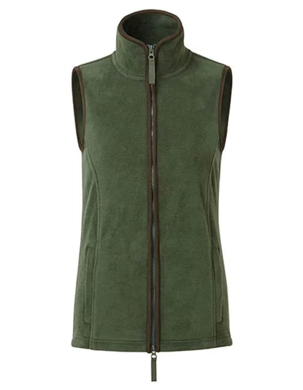 Women´s ´Artisan´ Fleece Gilet - Moss Green (ca. Pantone 2410C)/Brown (ca. Pantone 4975C)