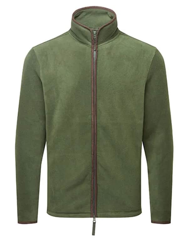 Men´s ´Artisan´ Fleece Jacket - Moss Green (ca. Pantone 2410C)/Brown (ca. Pantone 4975C)