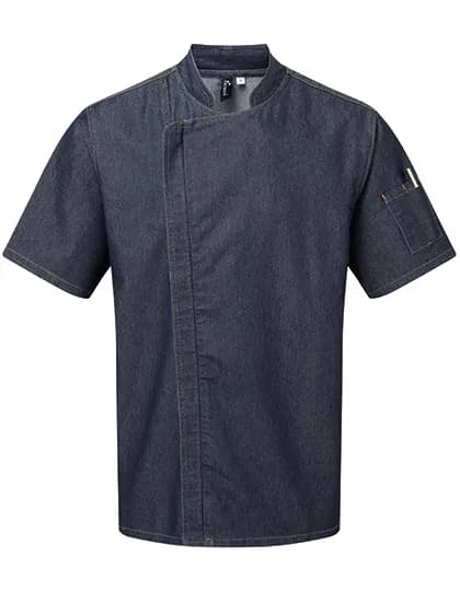 Chef´s Zip-Close Short Sleeve Jacket - Indigo Denim (ca. Pantone 2380C)