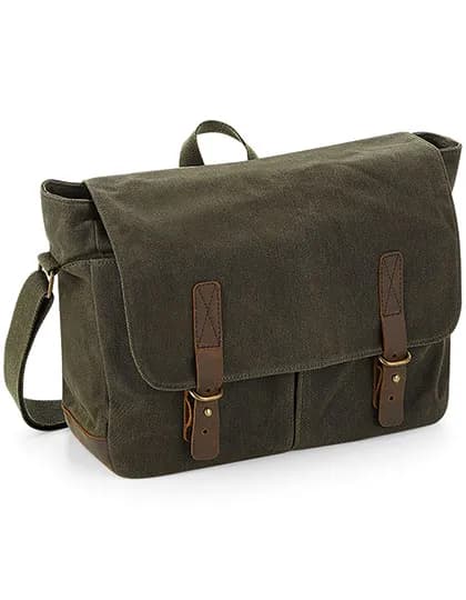 Heritage Waxed Canvas Messenger - Olive Green
