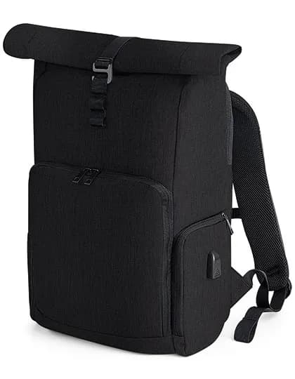 Q-Tech Charge Roll-Top Backpack - Black