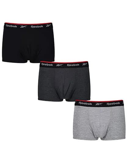 Men´s Short Sports Trunk - Redgrave (3 Pair Pack) - Black/Grey Marl/Charcoal