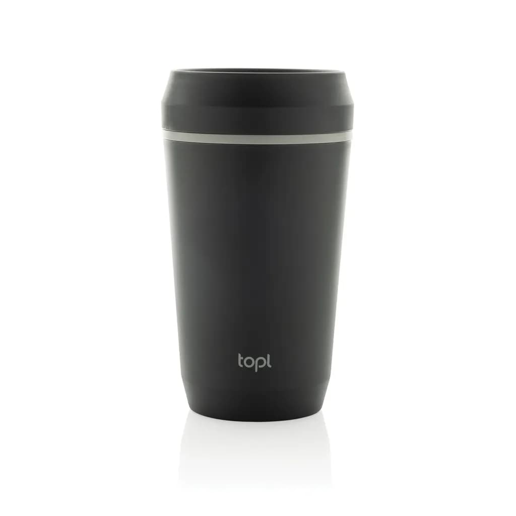 Topl-Becher aus rec. Kunststoff mit 360-Grad-Deckel 354ml - grau