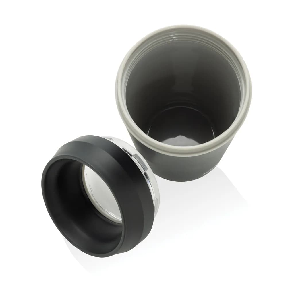 Topl-Becher aus rec. Kunststoff mit 360-Grad-Deckel 354ml - grau