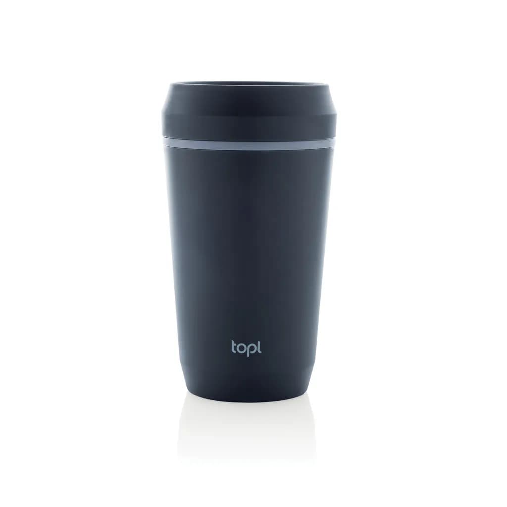 Topl-Becher aus rec. Kunststoff mit 360-Grad-Deckel 354ml - navy blau