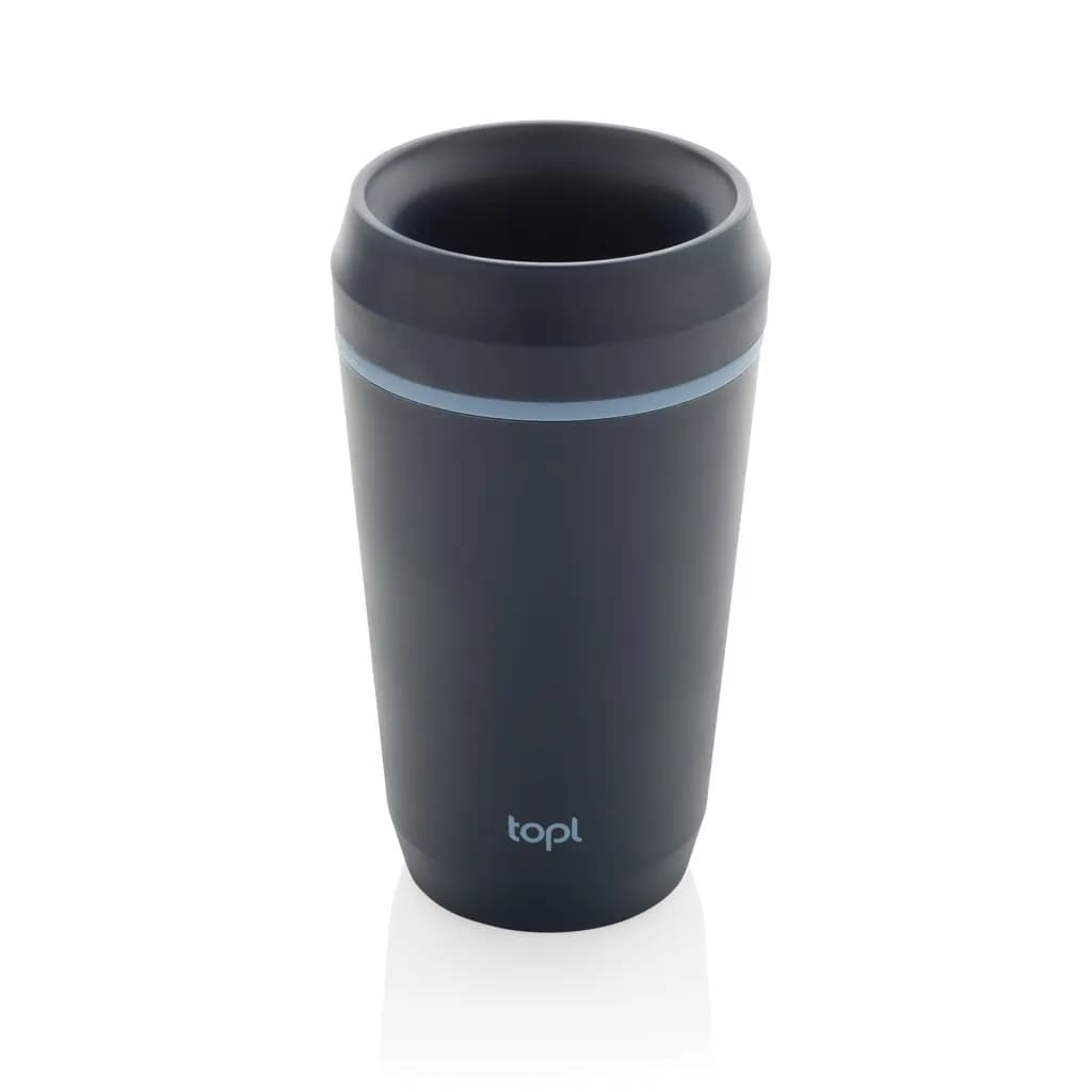 Topl-Becher aus rec. Kunststoff mit 360-Grad-Deckel 354ml - navy blau
