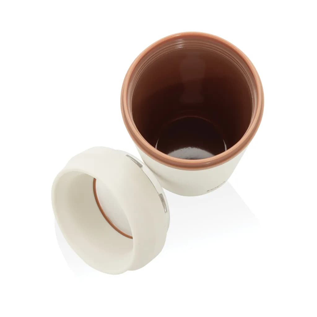 Topl-Becher aus rec. Kunststoff mit 360-Grad-Deckel 354ml - weiß