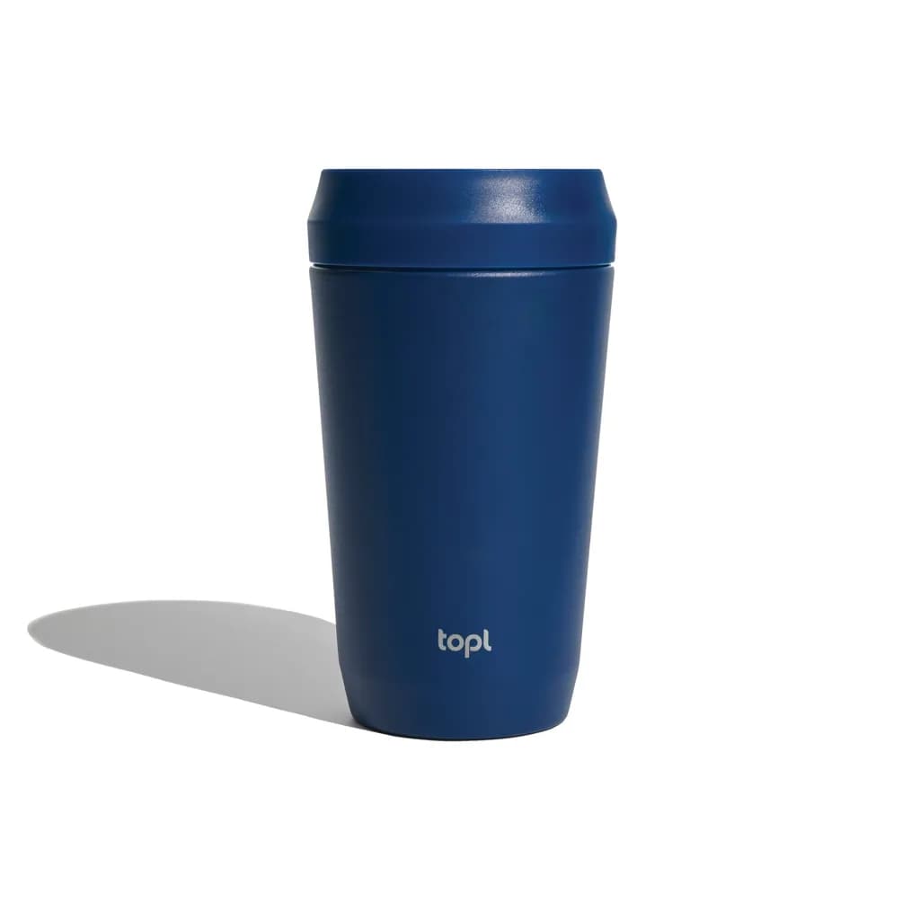 Topl-Trinkbecher aus rec. Stahl mit 360-Grad-Deckel 354ml - navy blau