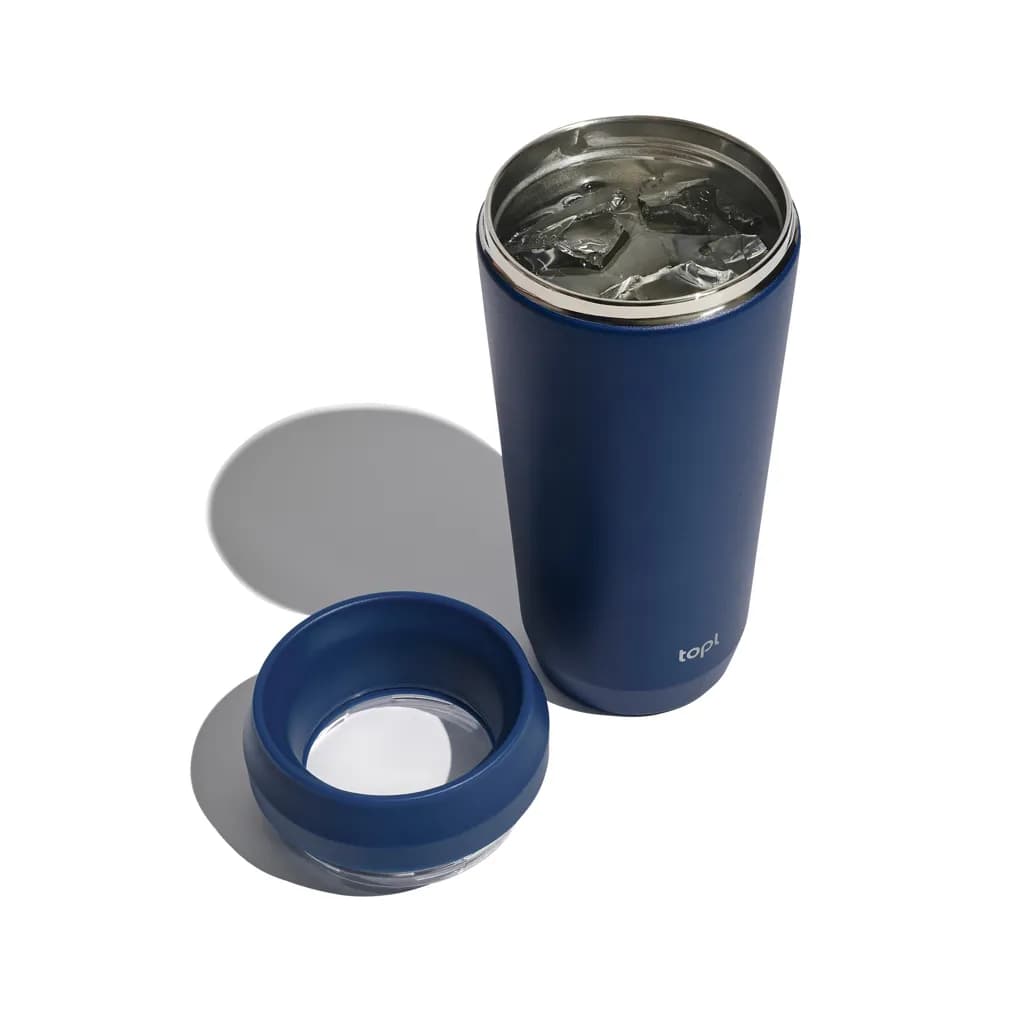 Topl-Trinkbecher aus rec. Stahl mit 360-Grad-Deckel 354ml - navy blau