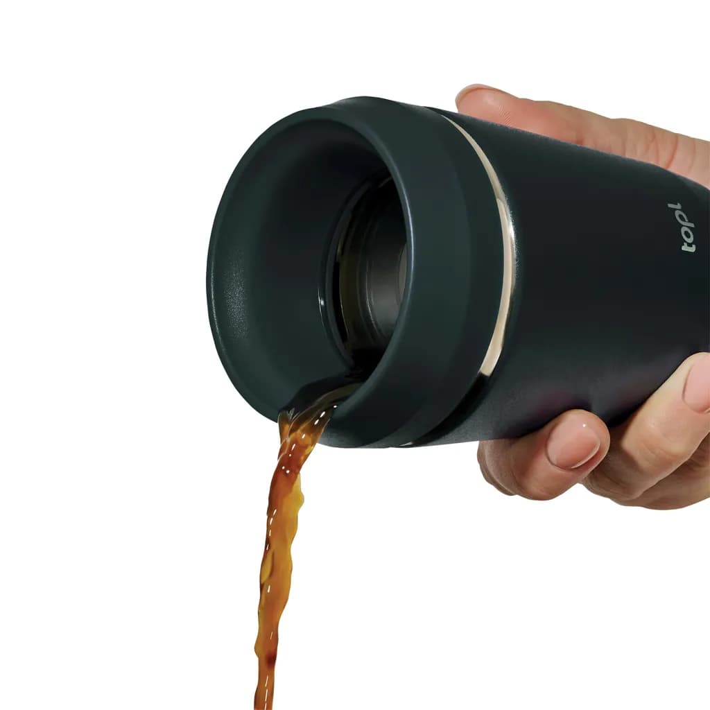 Topl-Trinkbecher aus rec. Stahl mit 360-Grad-Deckel 236ml - grau