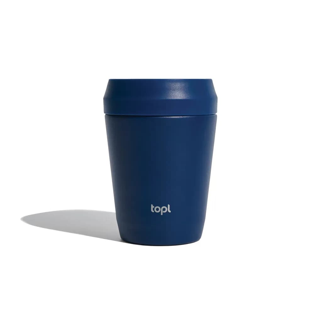 Topl-Trinkbecher aus rec. Stahl mit 360-Grad-Deckel 236ml - navy blau