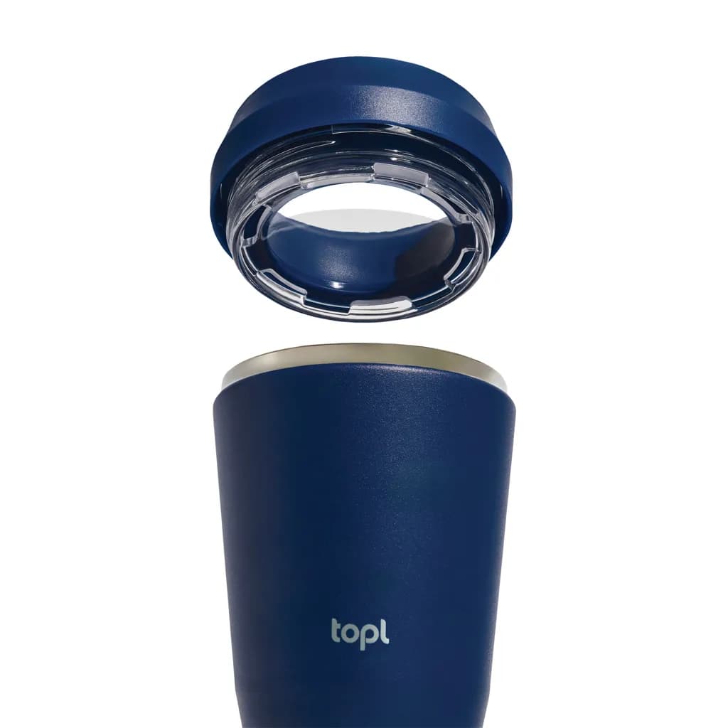 Topl-Trinkbecher aus rec. Stahl mit 360-Grad-Deckel 236ml - navy blau