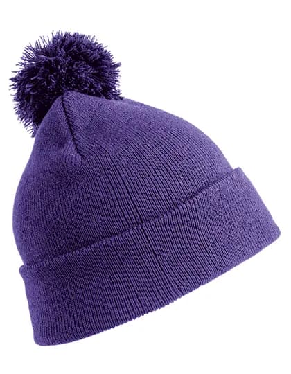 Junior Pom Pom Beanie - Purple