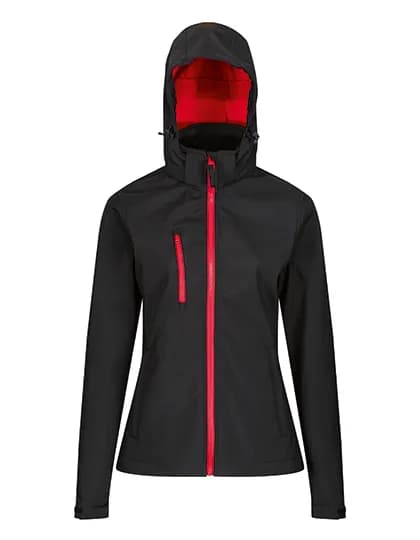 Women´s Venturer 3-Layer Printable Hooded Softshell Jacket - Black/Classic Red