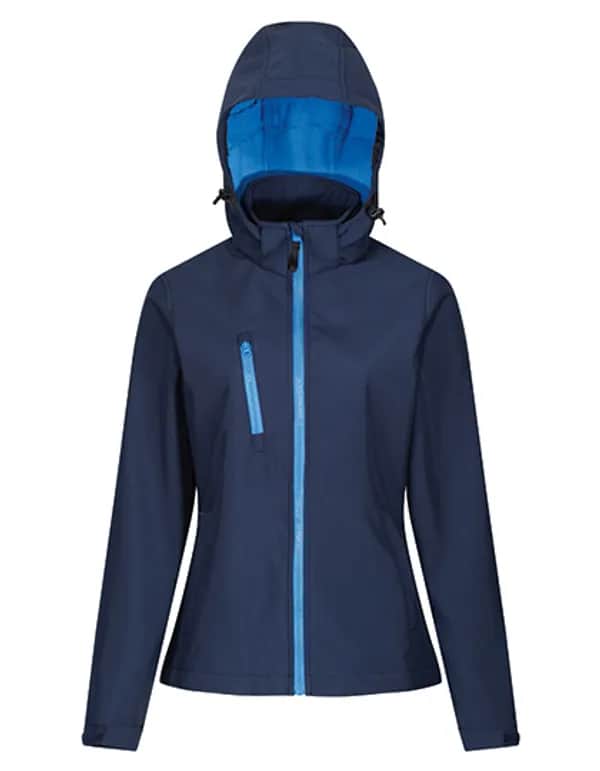 Women´s Venturer 3-Layer Printable Hooded Softshell Jacket - Navy/French Blue